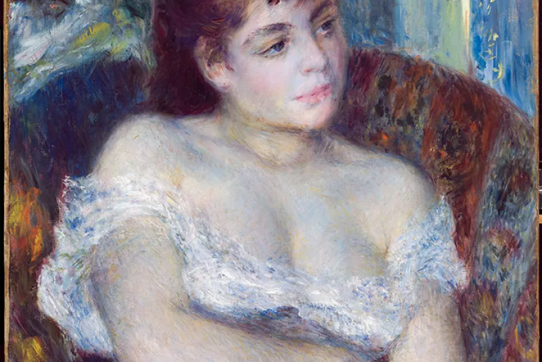 "Woman in an Armchair," 1874, Pierre-Auguste Renoir, French; oil on canvas. Detroit Institute of Arts.