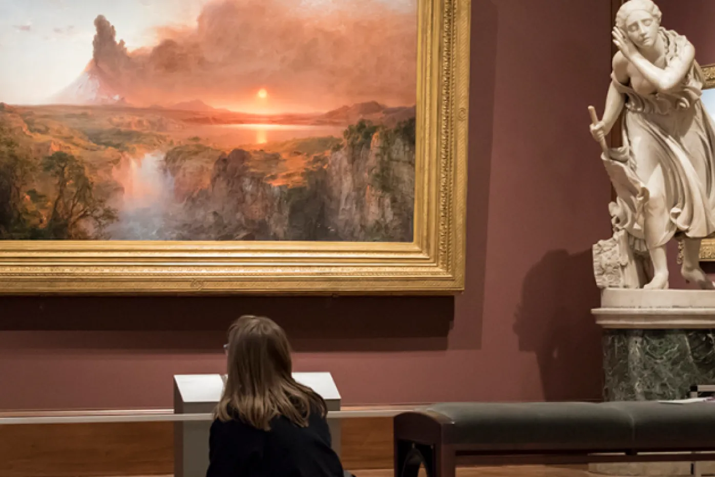 Young woman in art gallery