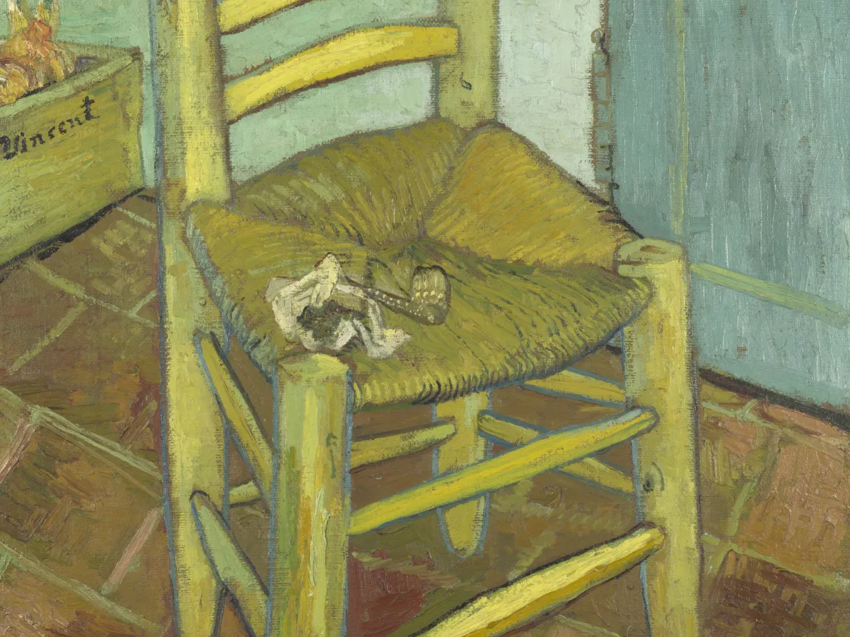 Vincent van Gogh (Dutch, 1853–1890). Van Gogh’s Chair, 1888. Oil on canvas; 36 1/8 x 28 3/4 in. (91.8 x 73 cm). The National Gallery, London, bought, Courtauld Fund, 1924, NG3862.