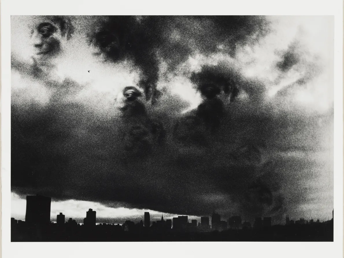 “James Baldwin in Setting Sun over Harlem, New York,” 1991, Ming Smith, gelatin silver print. Detroit Institute of Arts