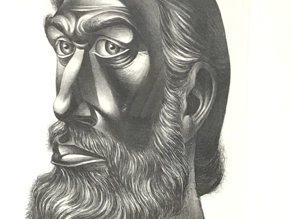 Charles White, (American, 1918–1979). John Brown, 1949. Lithograph; 25 x 21 in.(Framed). The Elizabeth Foundation for the Arts' Robert Blackburn Printmaking Workshop.