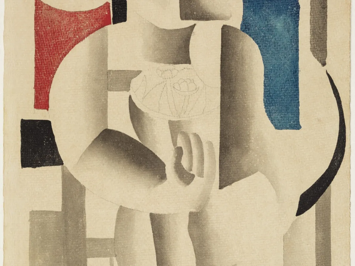 Femme au bouquet (Woman with Bouquet), ca. 1920, Fernand Léger, French, graphite and watercolor. Margaret Demant Bequest, Detroit Institute of Arts